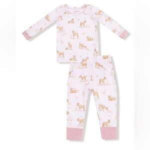 Angel Dear Fawn Print Pajama Set size 7/8 NWT